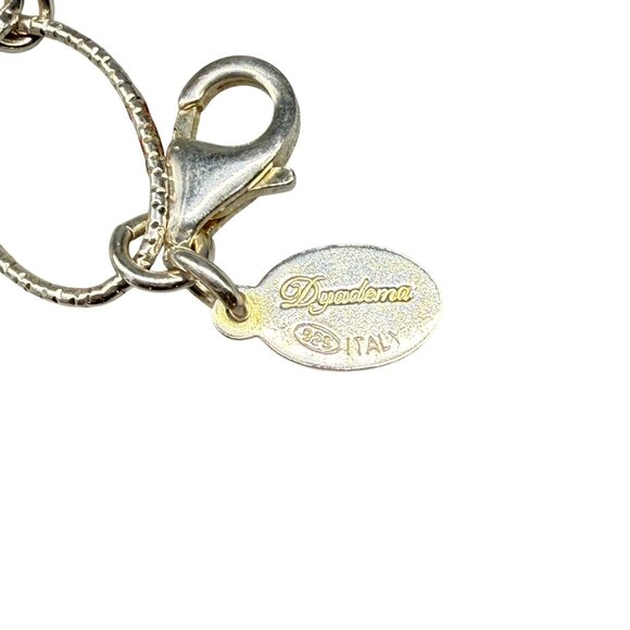 Dyadema 925 Sterling Silver Textured Oval Link Chain Bangle Bracelet Italy - Picture 2 of 3